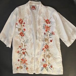 Johnny Was Caspian Embroidered Linen Kimono